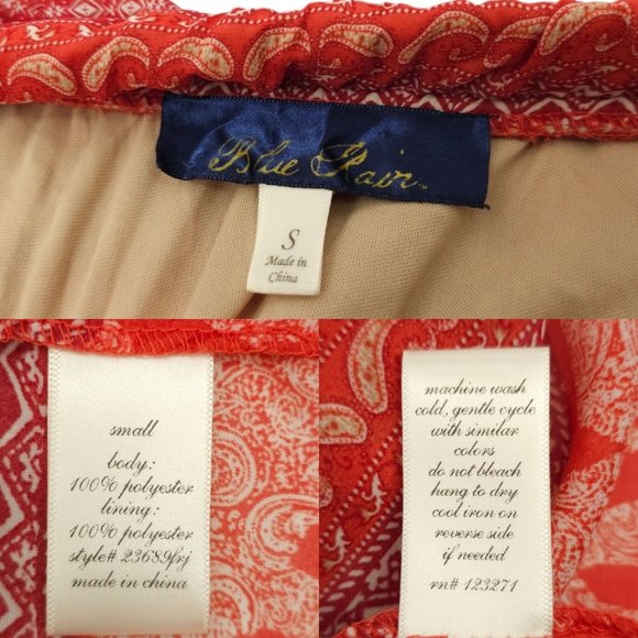 Blue Rain Pleated Elephant Print Long Skirt Size S Stretchy Elastic Waist Boho - Picture 7 of 13